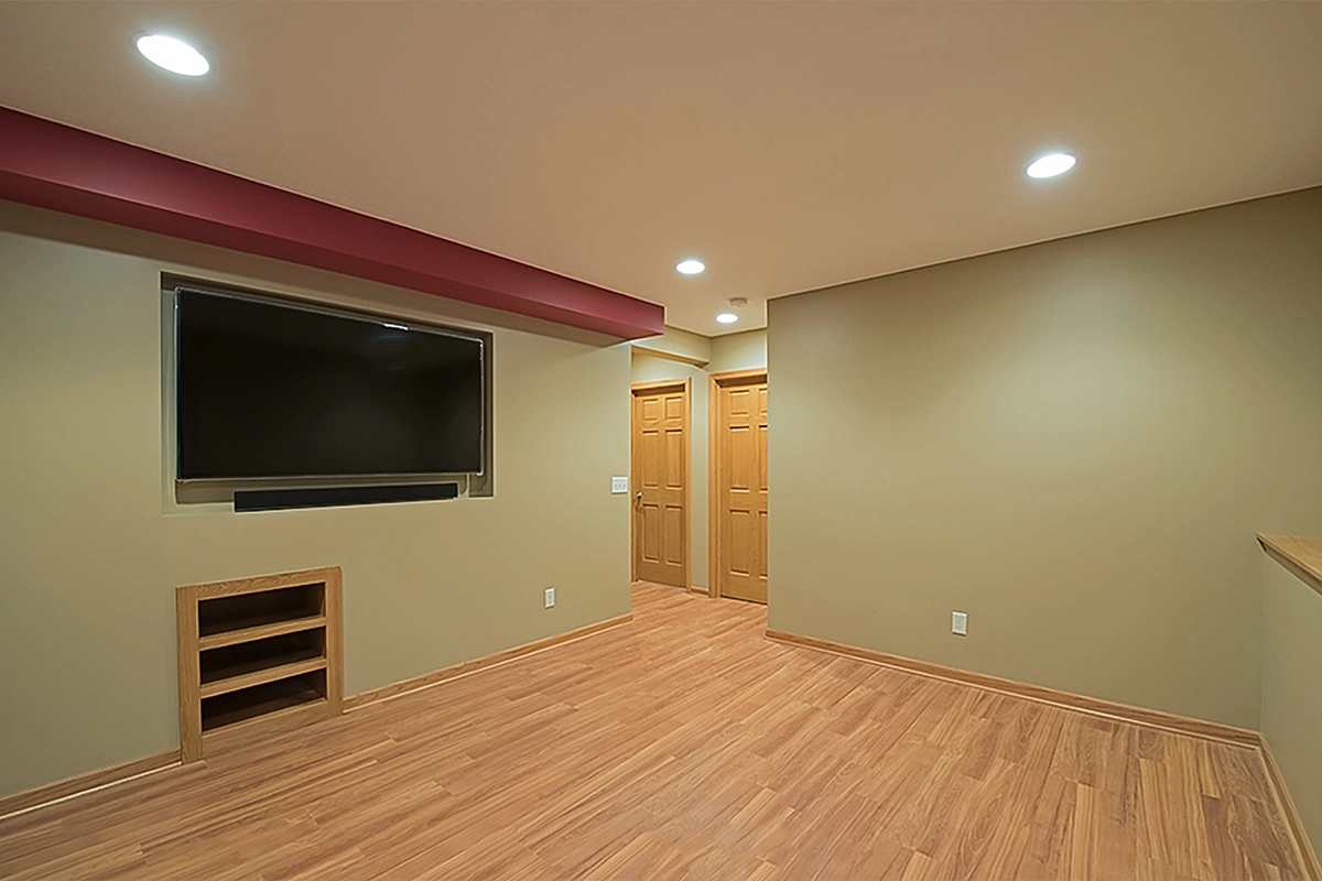 Finished basement media room and recessed home entertainment suite in Elk River MN