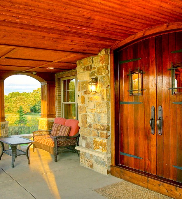 Custom architectural entry door and precision woodwork by Fusion Finishing