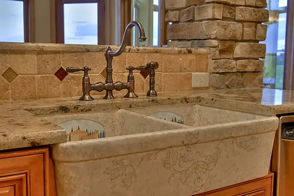 Kitchen remodeling services featuring custom oak cabinetry and center island in Oak Grove MN